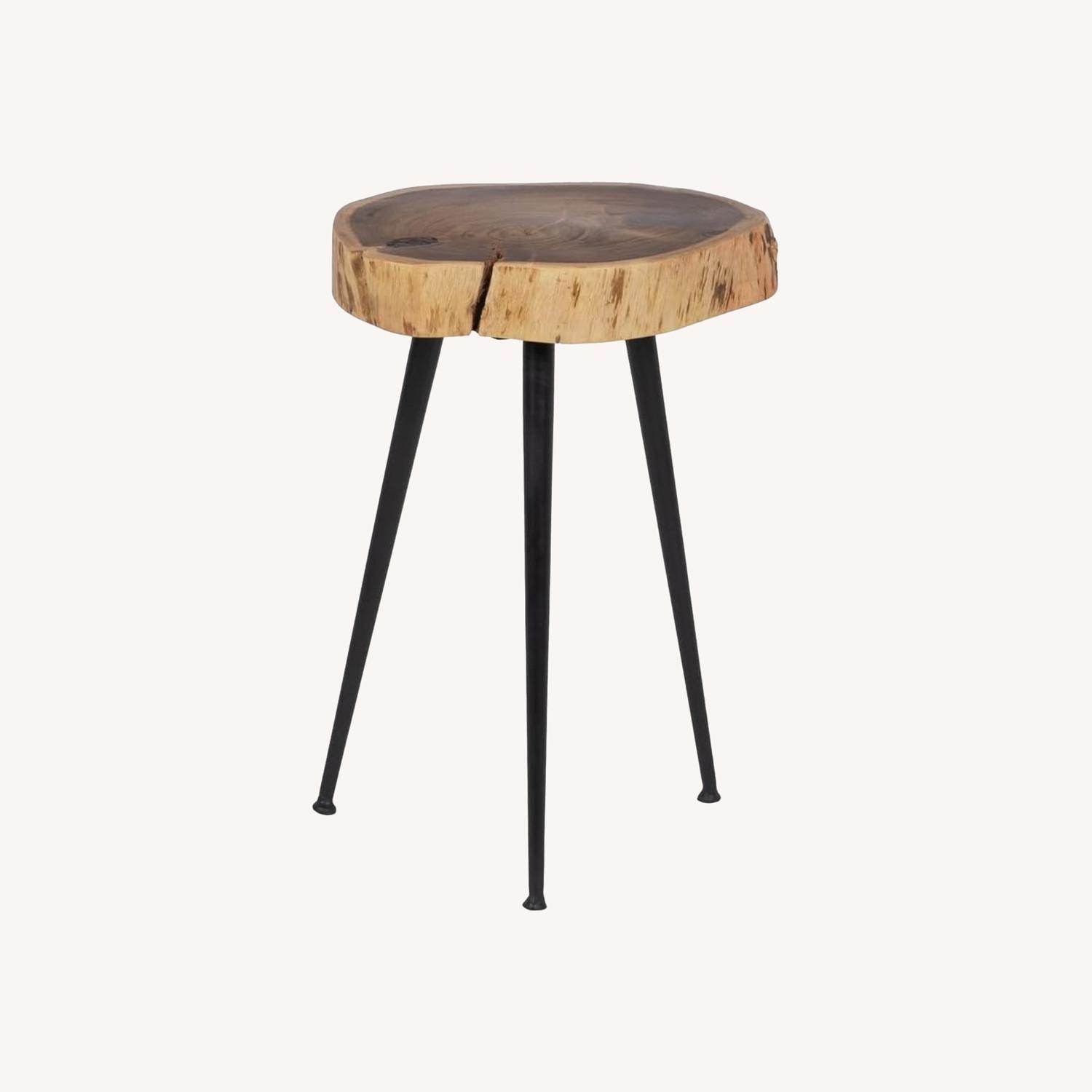 Wood Tree Top Side Tables with Cast Iron Legs - image-0