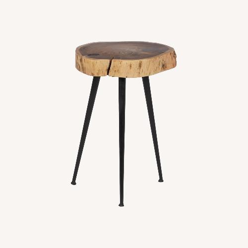 Used Wood Tree Top Side Tables with Cast Iron Legs for sale on AptDeco