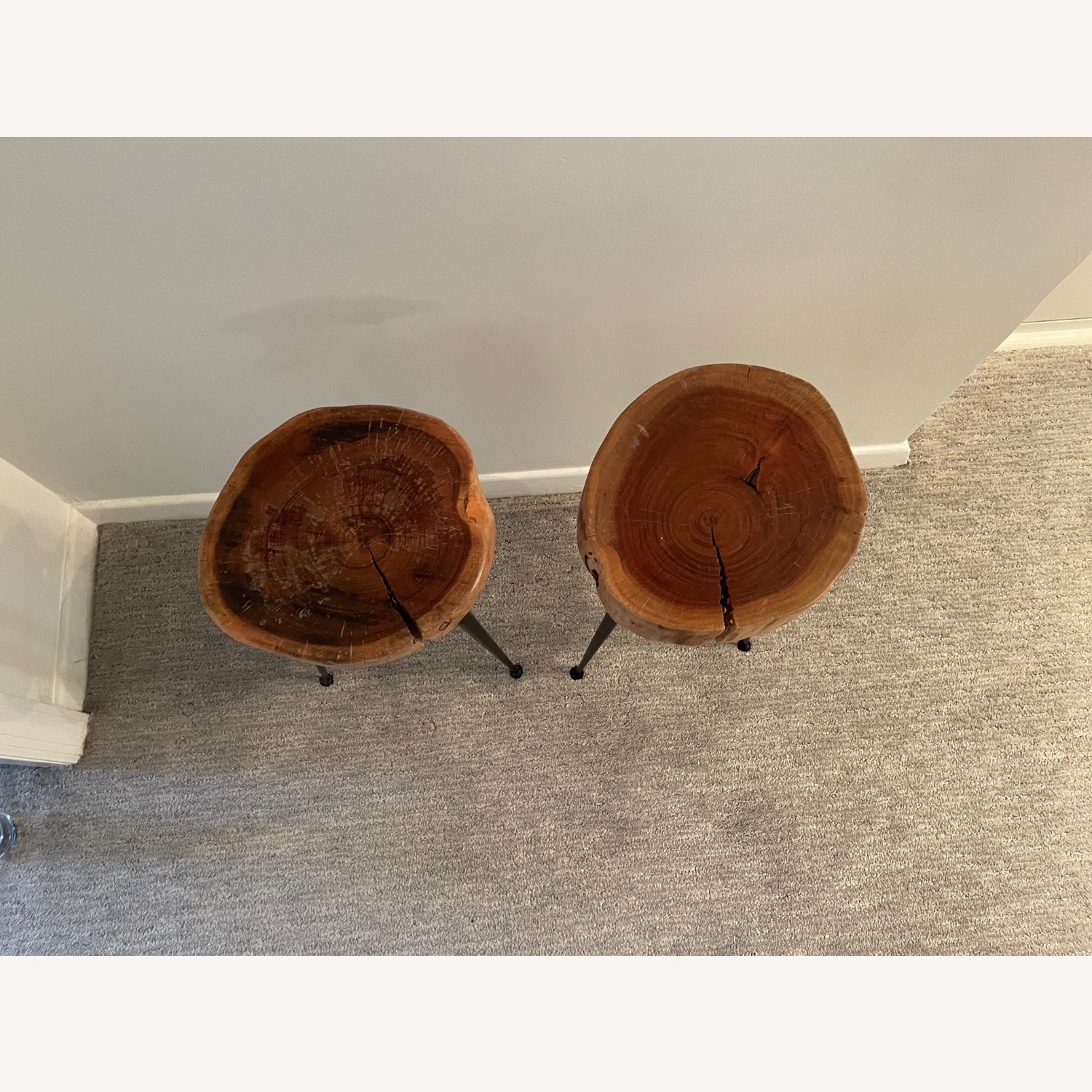 Wood Tree Top Side Tables with Cast Iron Legs - image-4