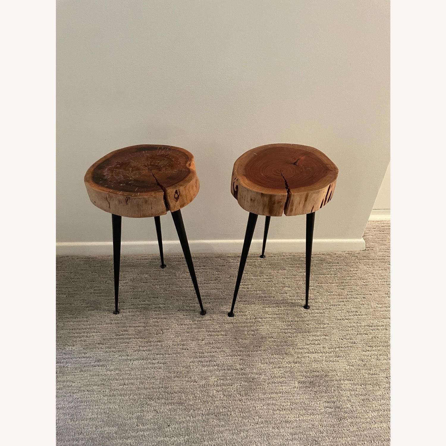 Wood Tree Top Side Tables with Cast Iron Legs - image-3