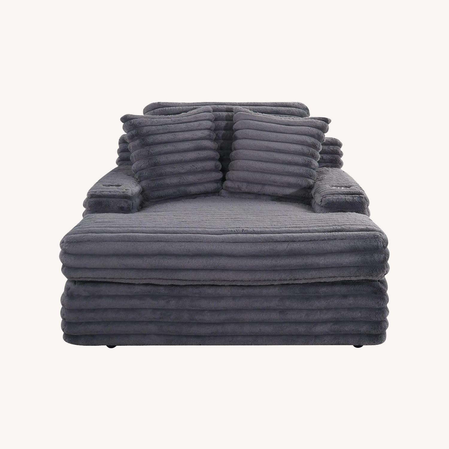 Woolly Small Chaise w/ Dual Cup Holders and USB - image-0