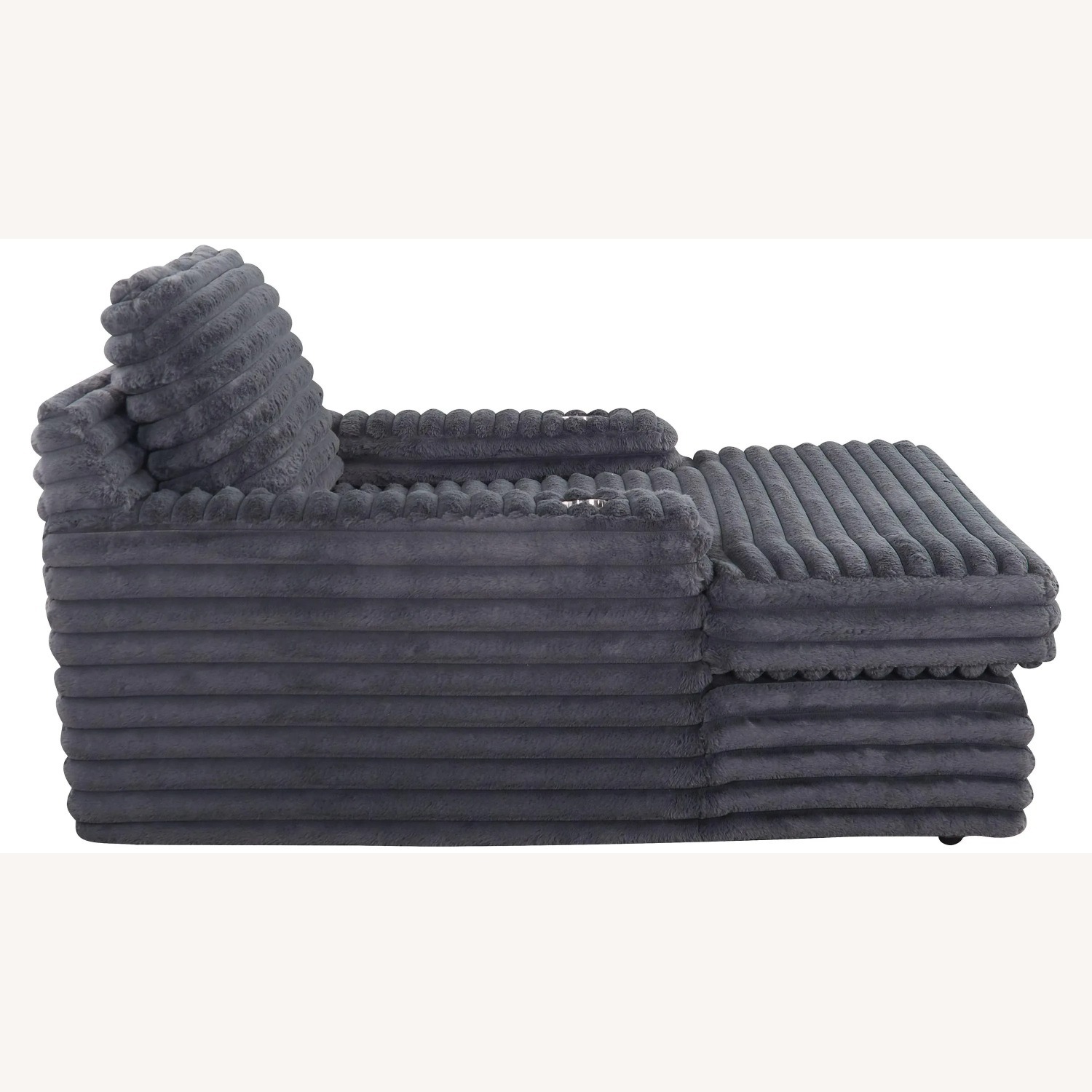 Woolly Small Chaise w/ Dual Cup Holders and USB - image-3