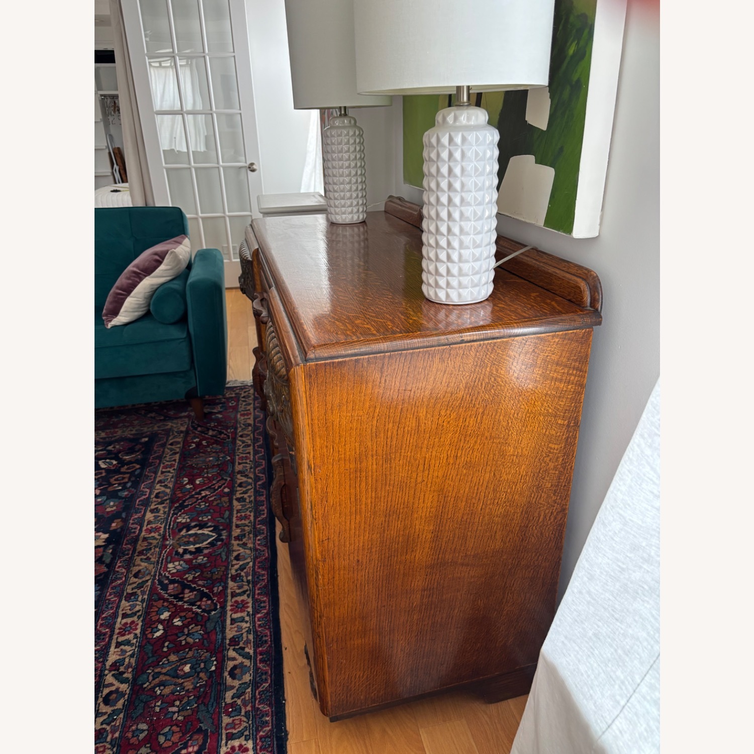 Vintage Art Deco Oak Sideboard Buffet Server - image-3