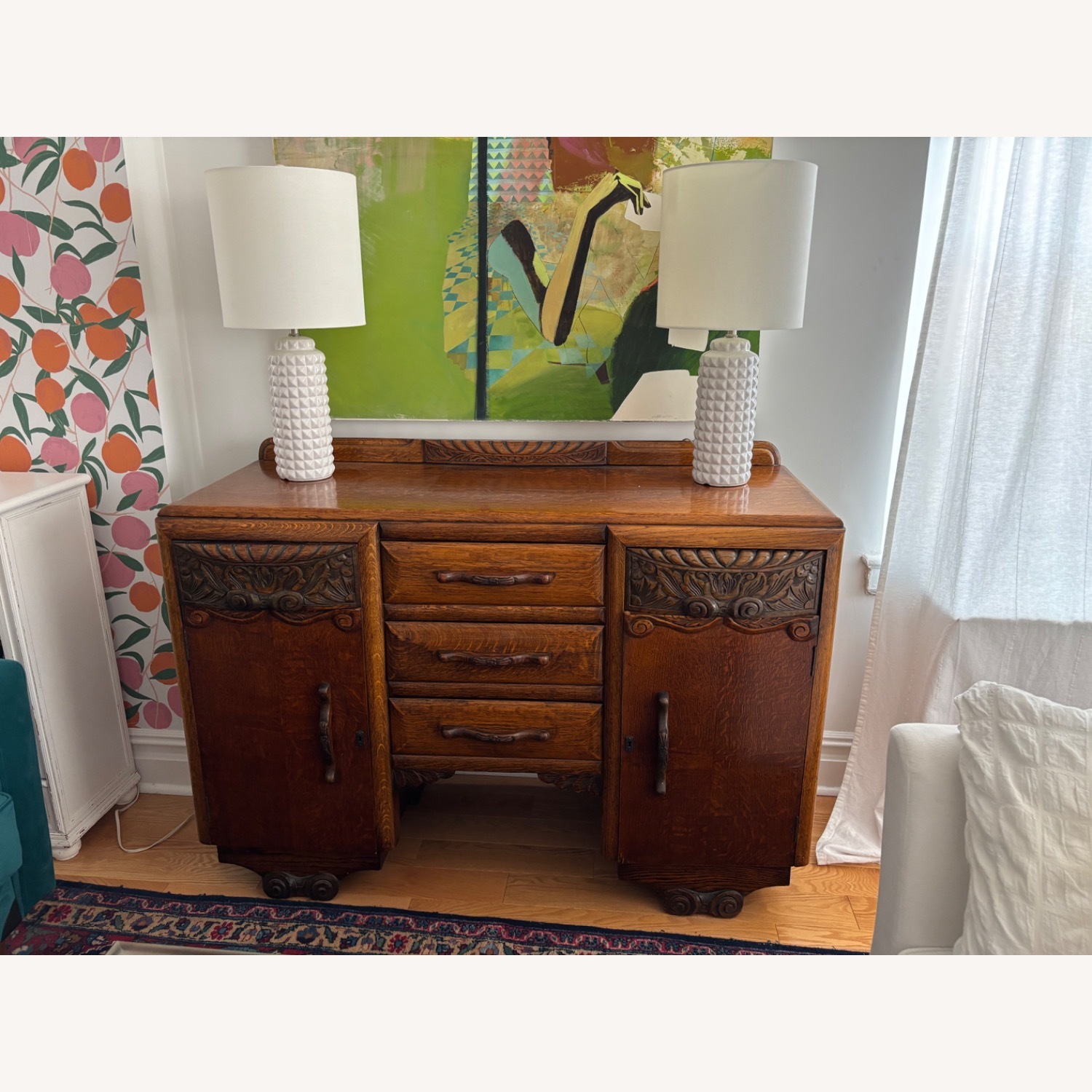 Vintage Art Deco Oak Sideboard Buffet Server - image-1