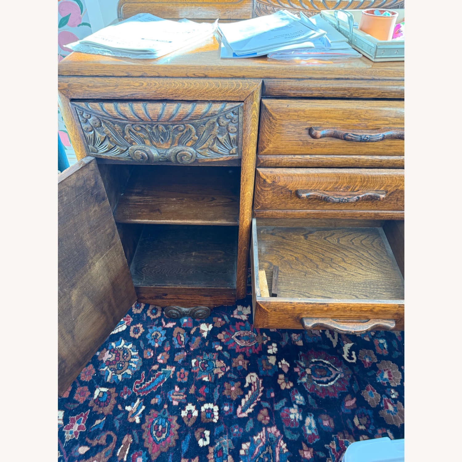 Vintage Art Deco Oak Sideboard Buffet Server - image-12