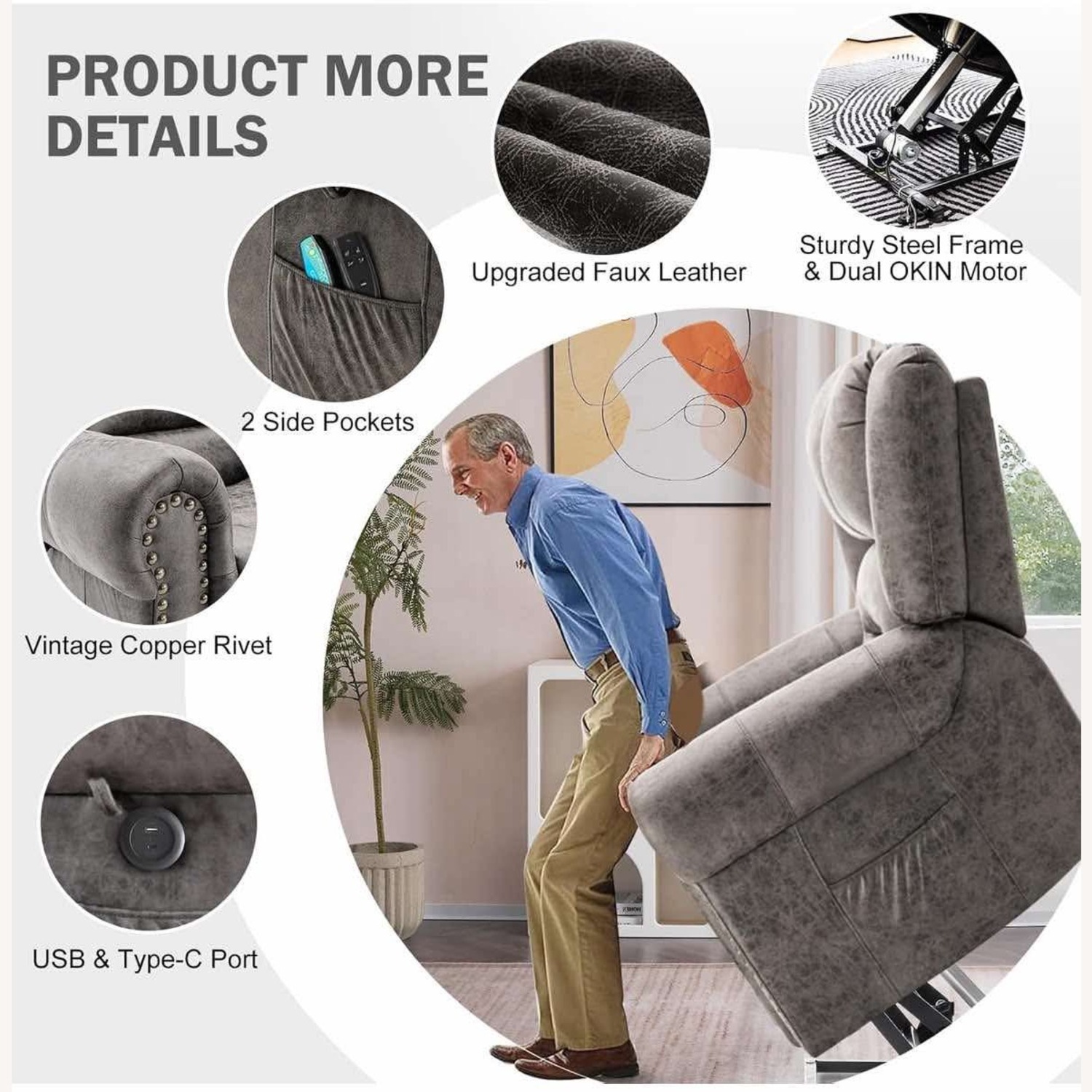 Dual Motor Lay Flat Lift Chairs Recliners - image-7