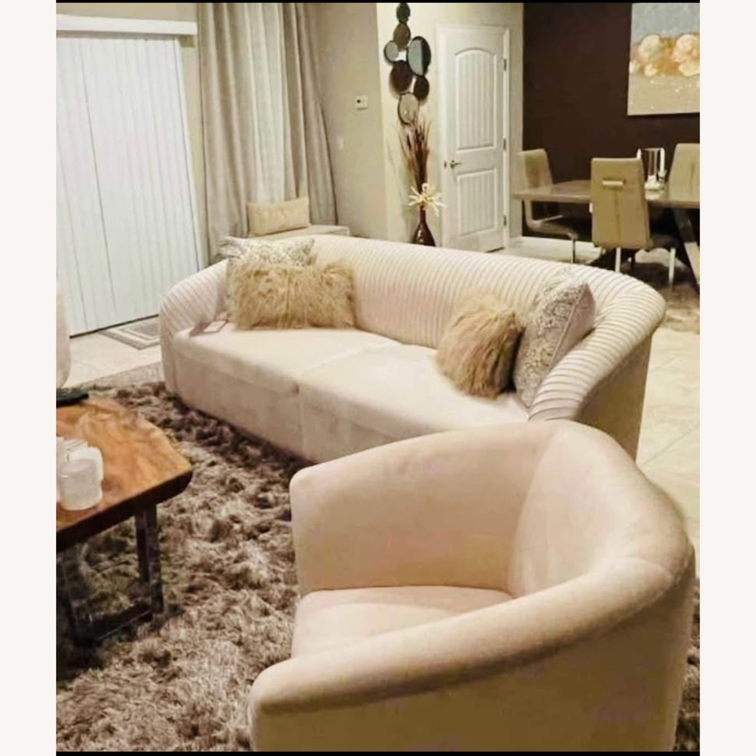 TOV Furniture Elegant Cream Pleaded Sofa - image-5