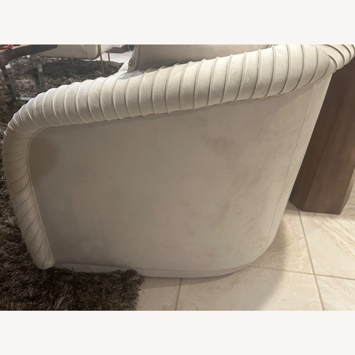 TOV Furniture Elegant Cream Pleaded Sofa - image-7