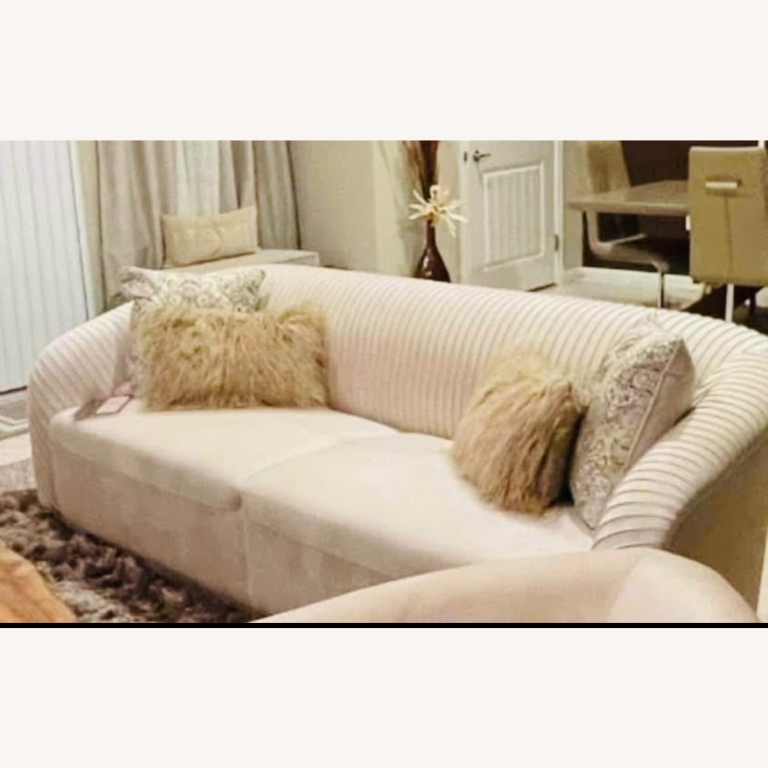 TOV Furniture Elegant Cream Pleaded Sofa - image-4