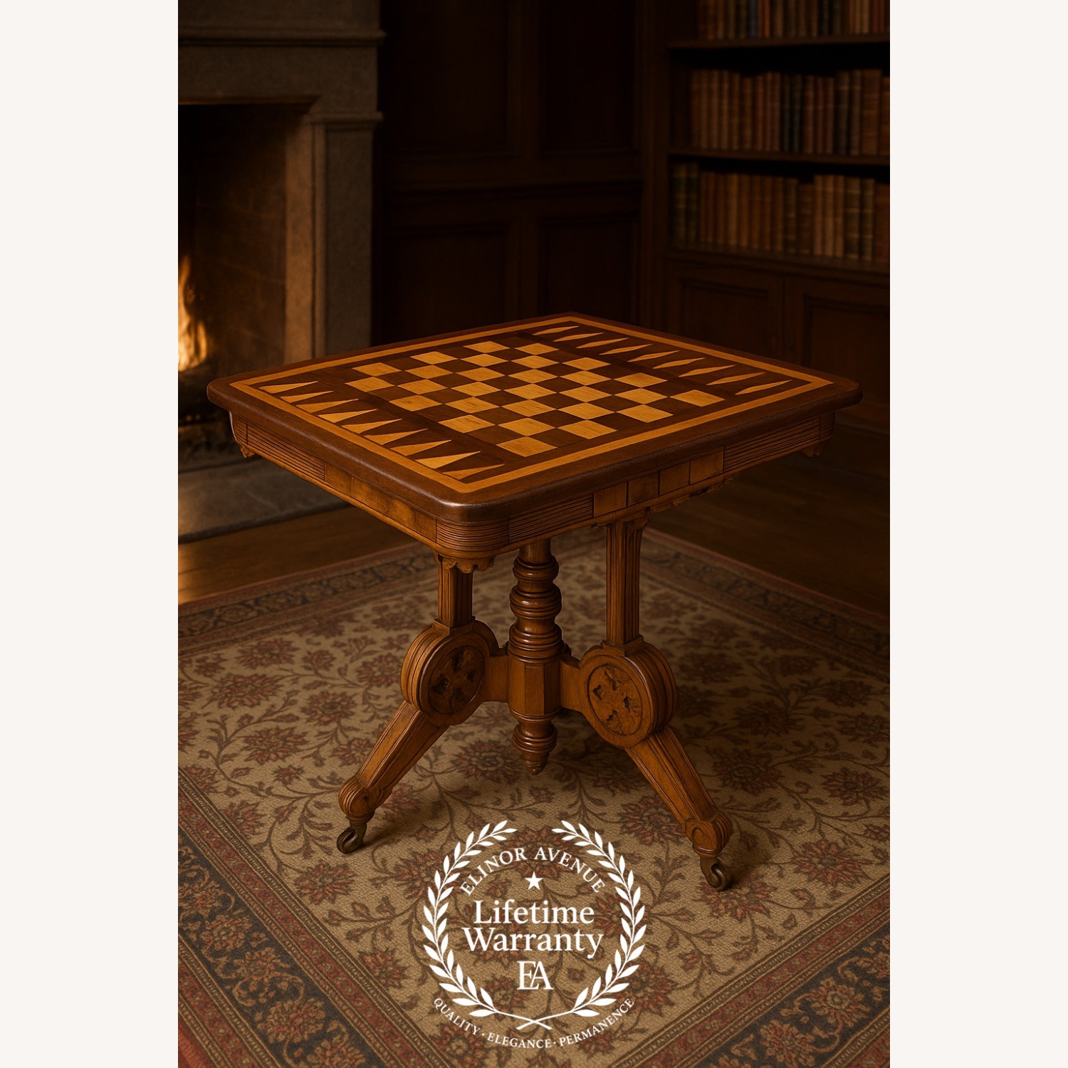 Victorian Revival Flip-Top Game Table - image-0