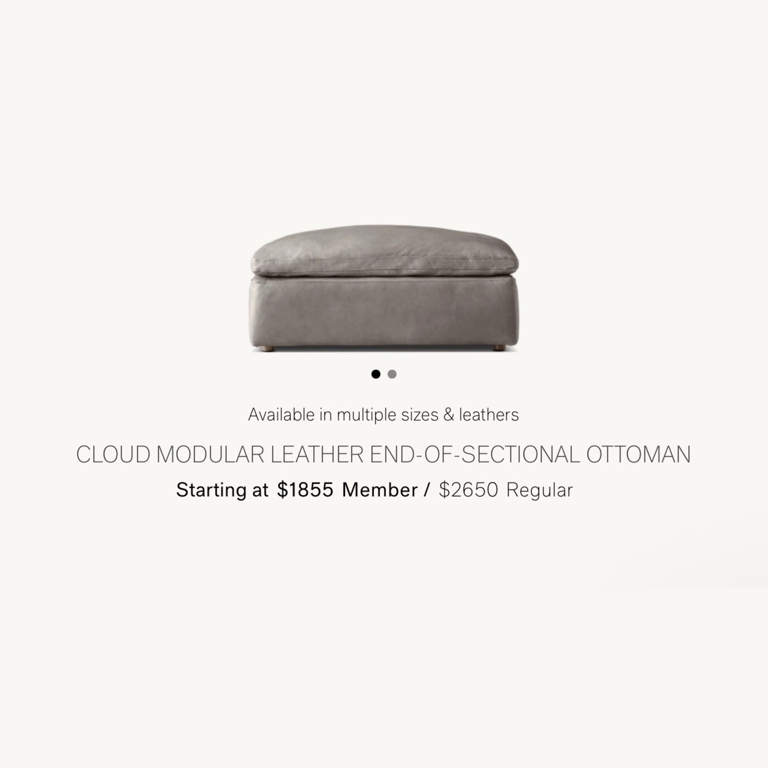 Restoration Hardware Cavalo Leather Cloud Couch - image-2
