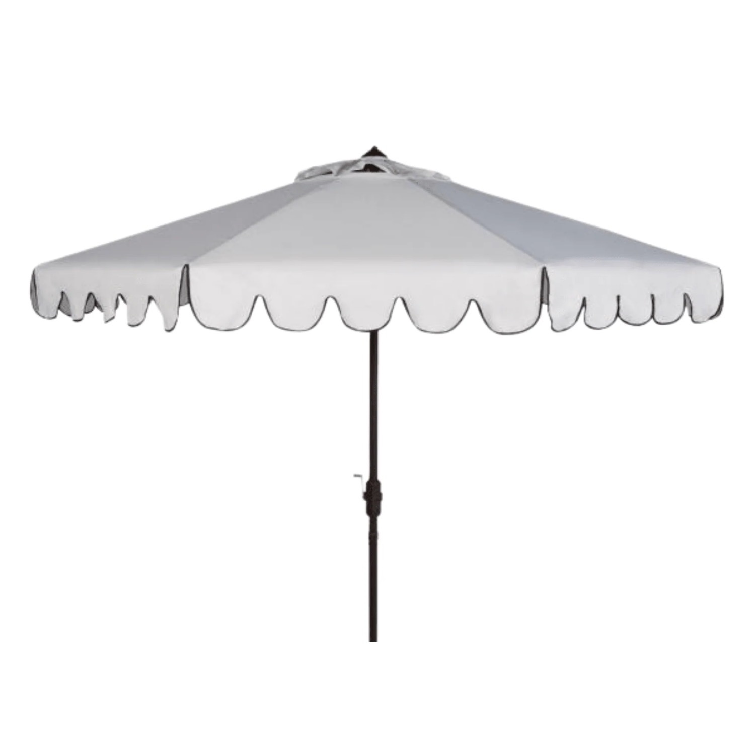 White Scalloped Outdoor Umbrella With Base - image-1
