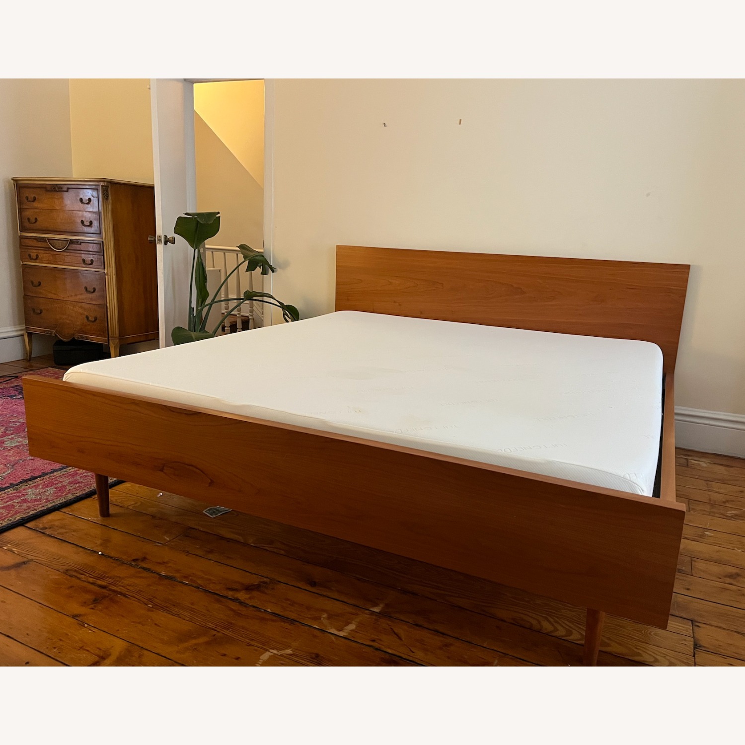Hand Crafted Mid-Century Style Wood King Bed - image-1