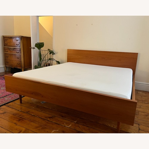 Used Hand Crafted Mid-Century Style Wood King Bed for sale on AptDeco