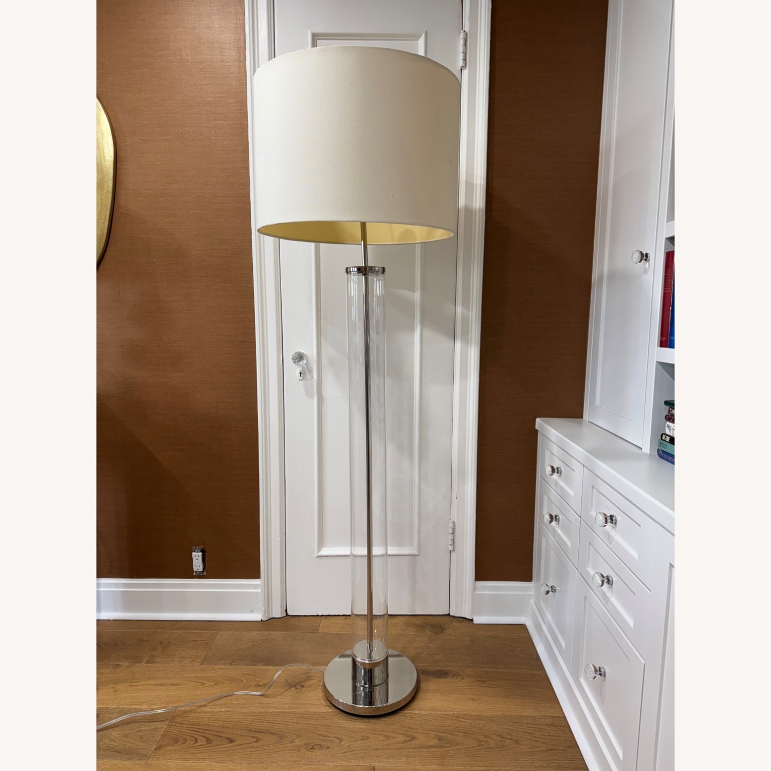 West Elm Acrylic Column Floor Lamp - Polished Nickel - image-7
