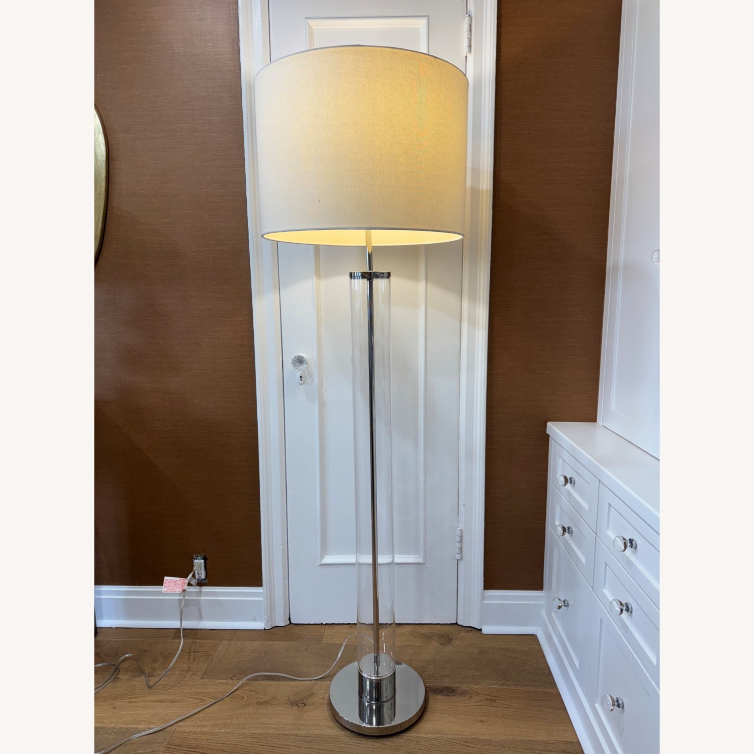 West Elm Acrylic Column Floor Lamp - Polished Nickel - image-1