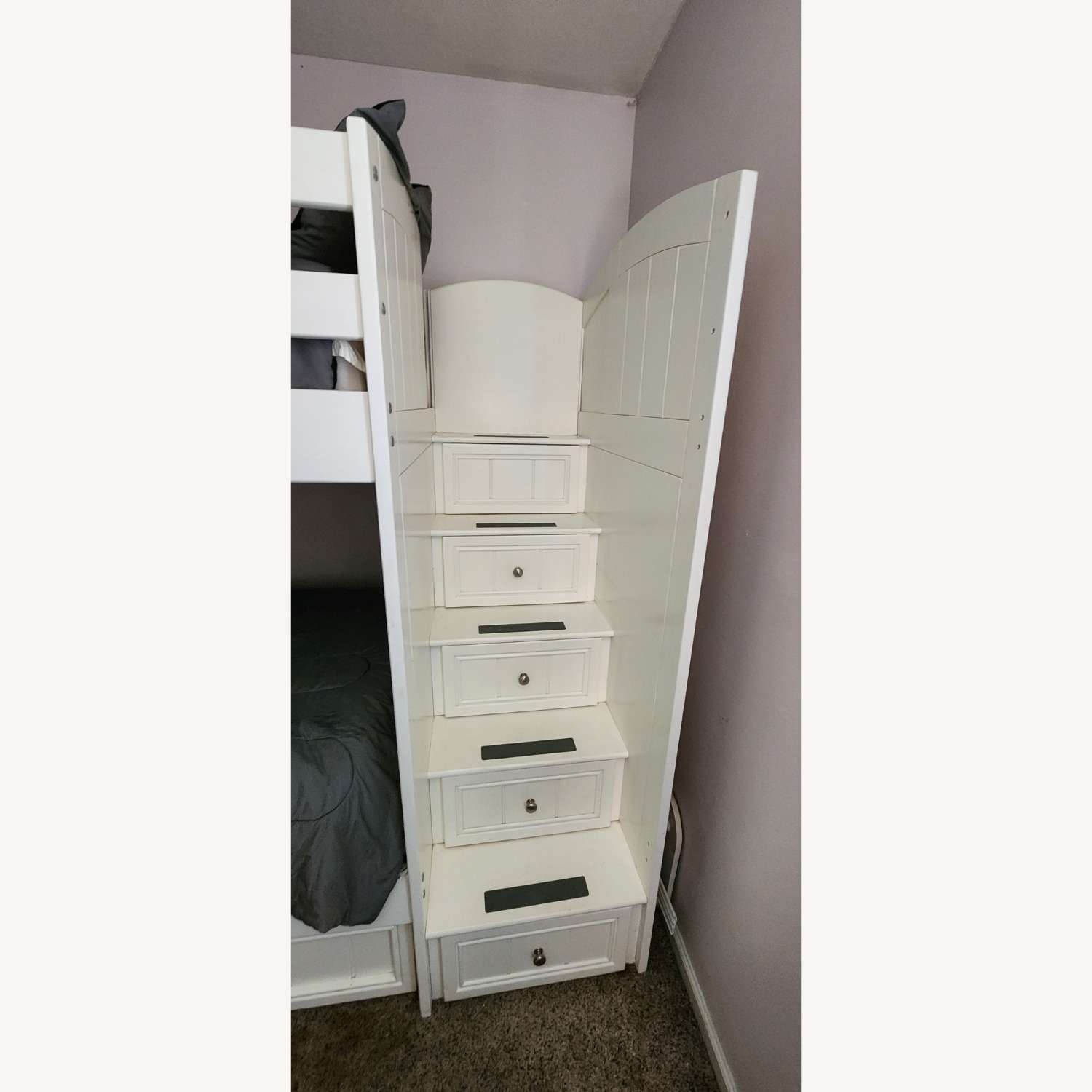 White Wood Bunk Bed With Stairs  - image-3