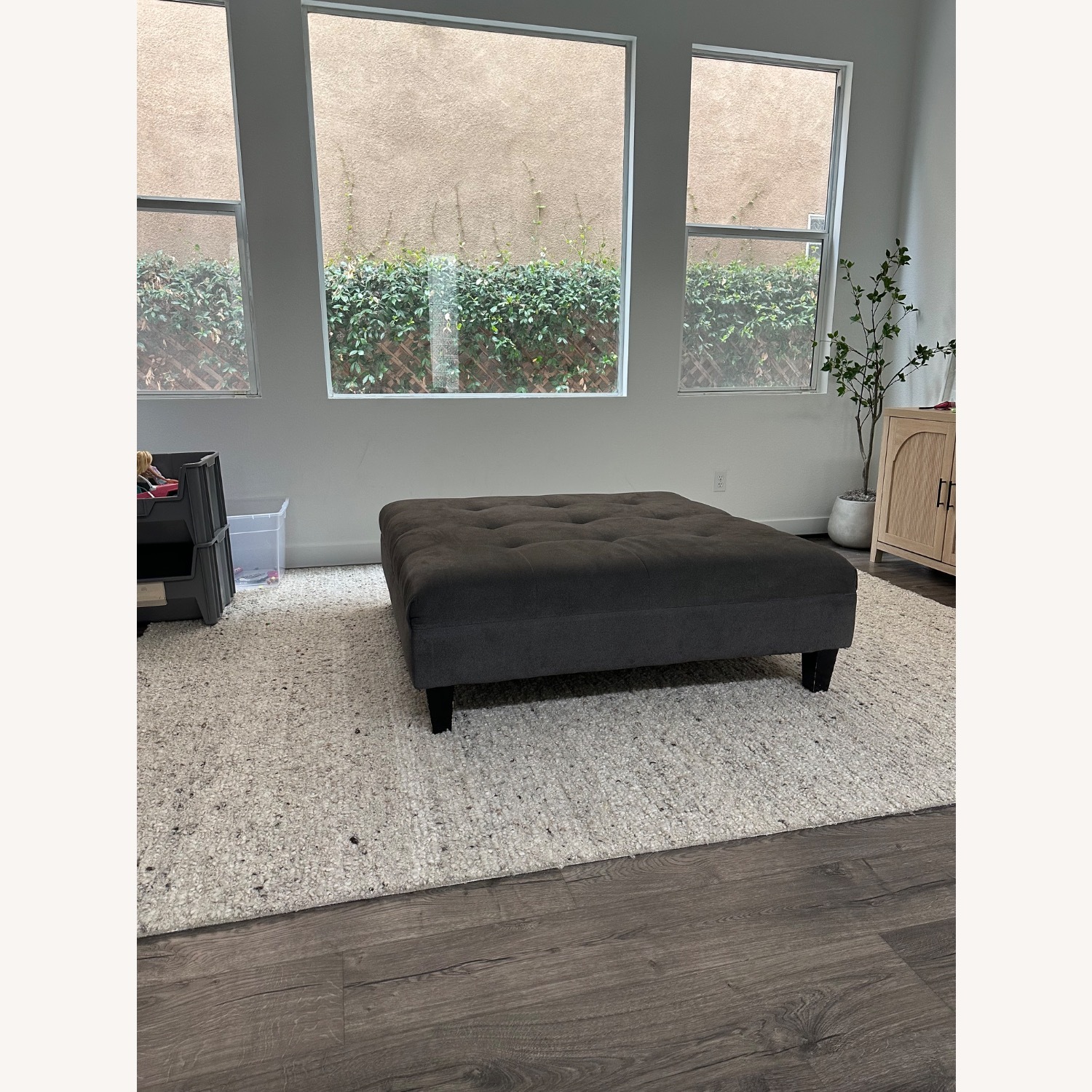 Dark Velvet Gray Ottoman  - image-2