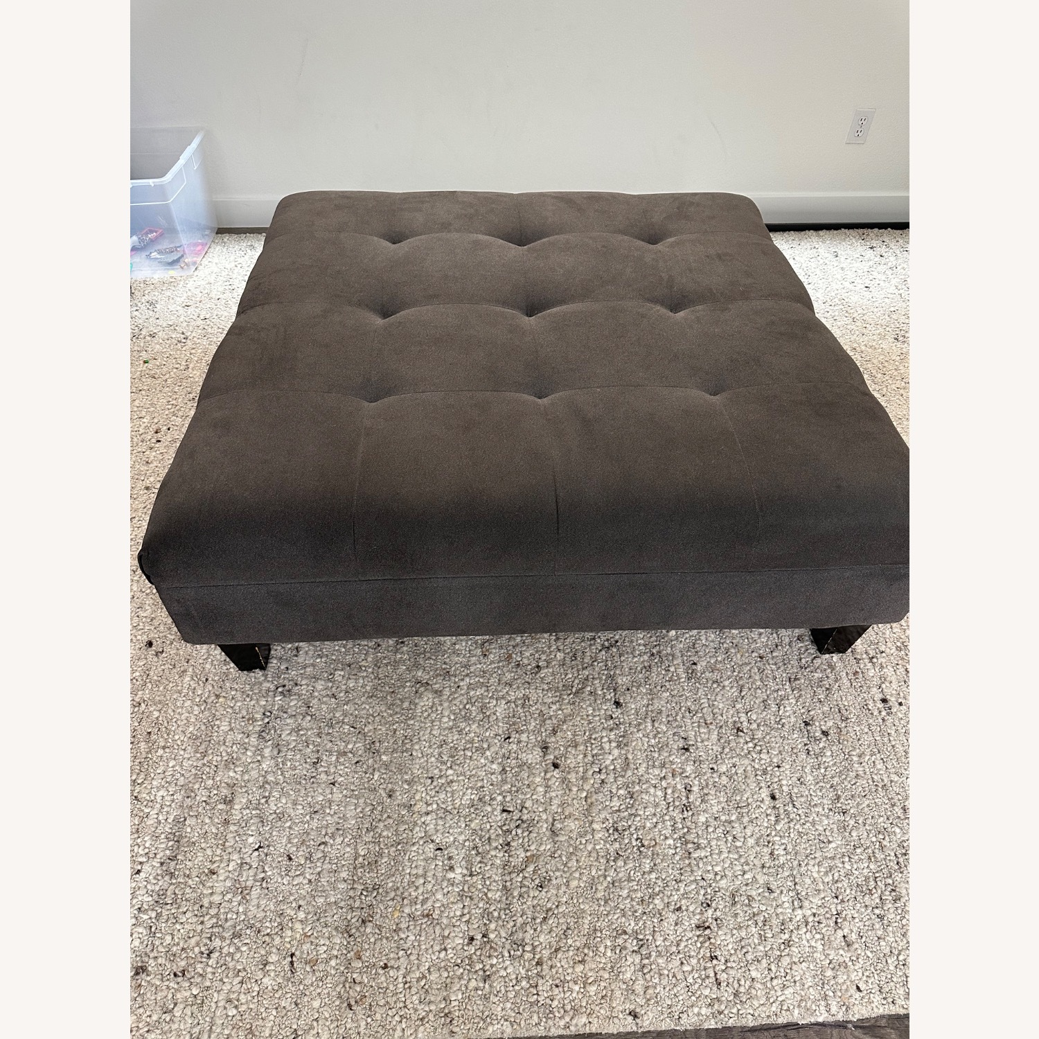 Dark Velvet Gray Ottoman  - image-1