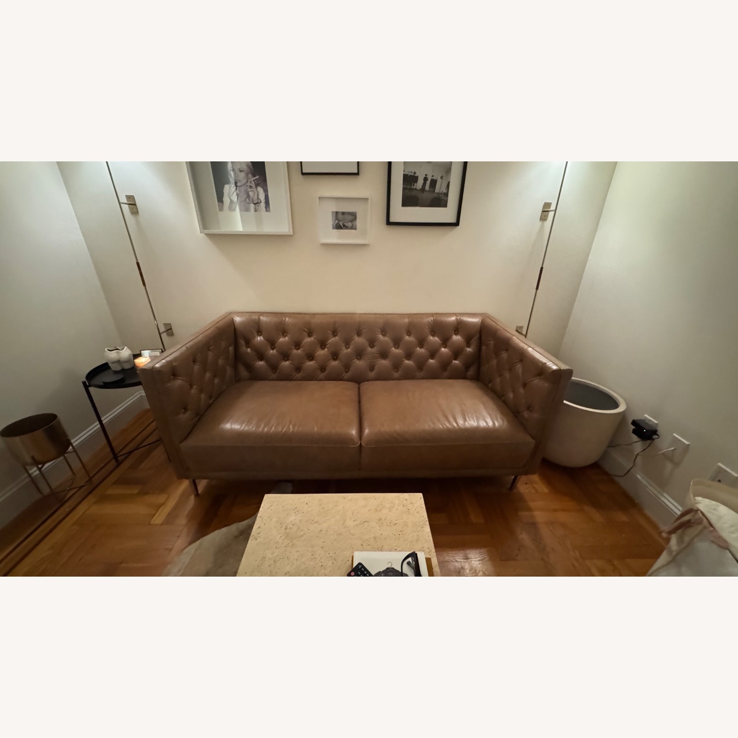 CB2 Saville Leather Sofa Couch - image-3