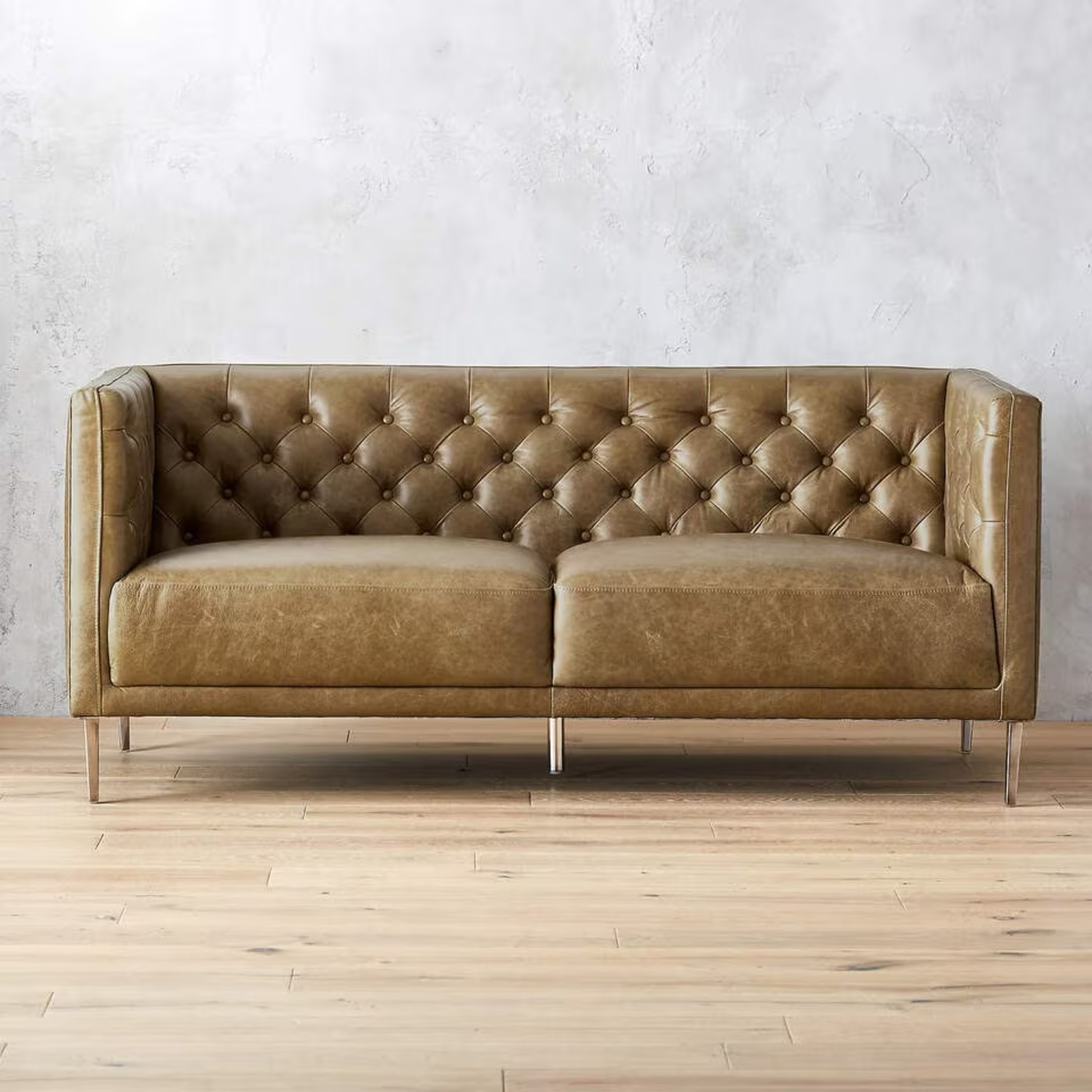 CB2 Saville Leather Sofa Couch - image-7