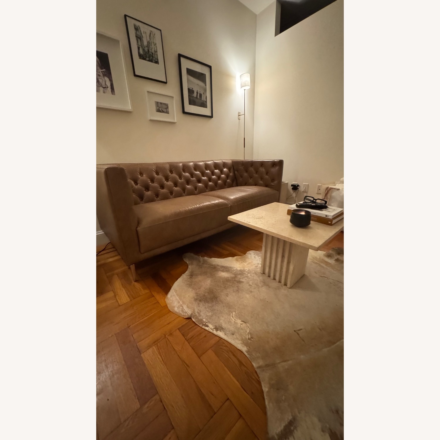 CB2 Saville Leather Sofa Couch - image-1