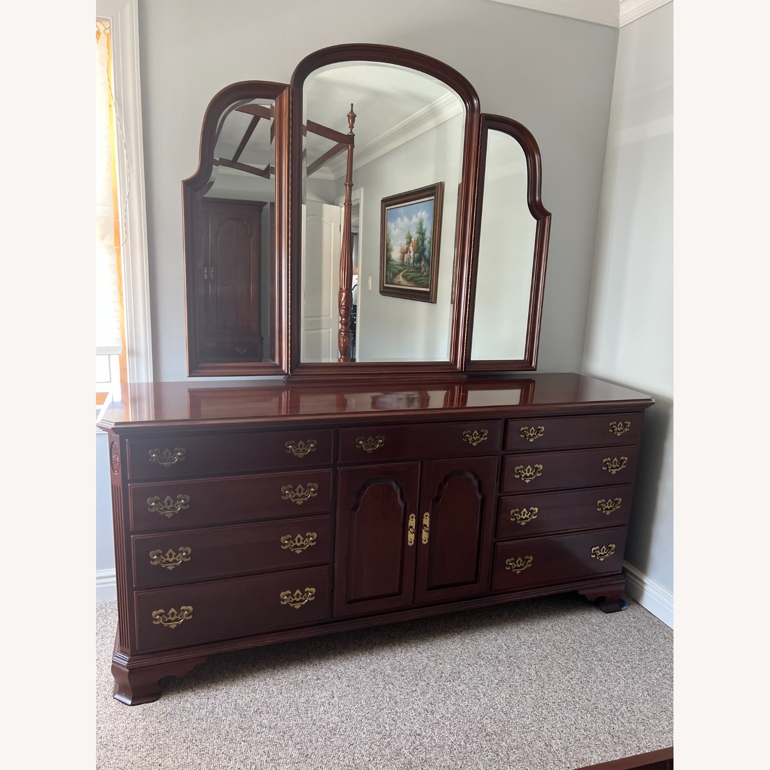 Ethan Allen Georgian Court Triple Dresser/Mirror - image-1