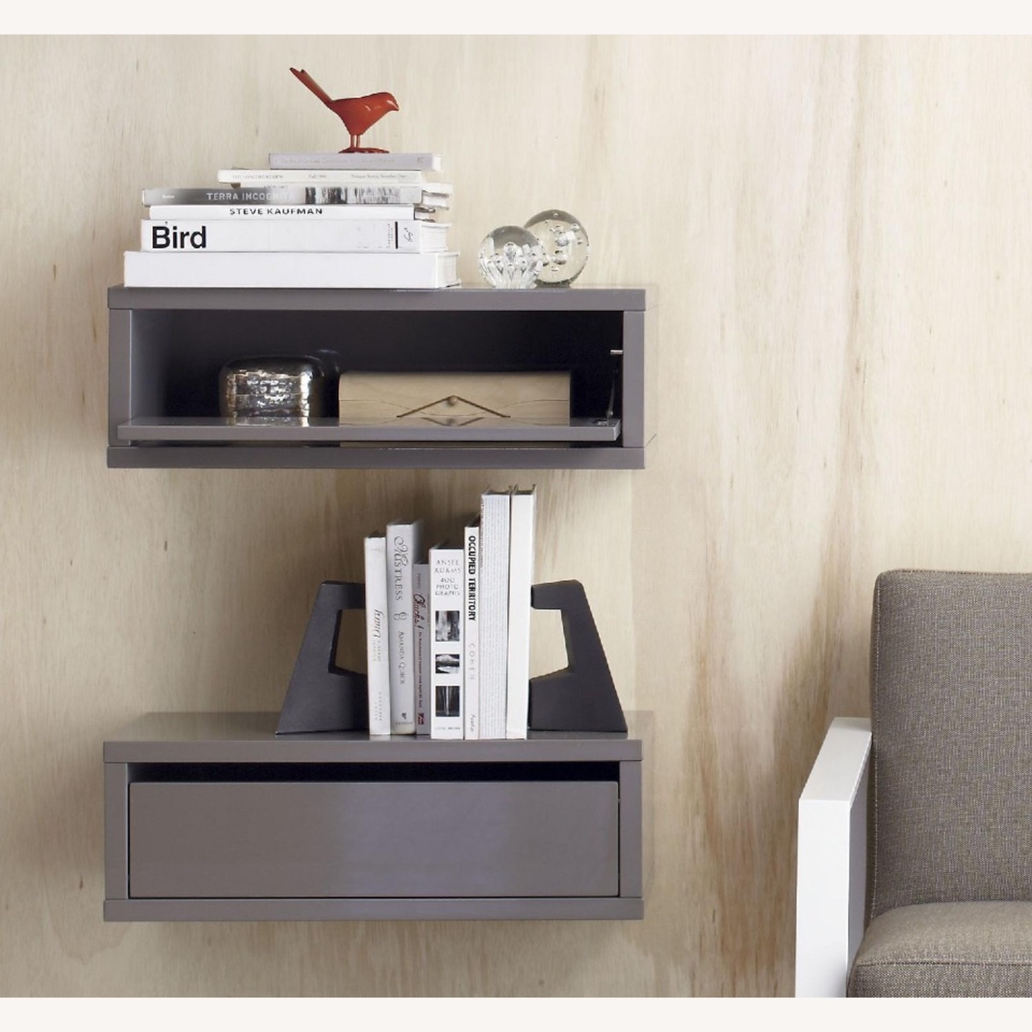 CB2 Slice Grey Wall-Mounted Storage Shelf - image-5