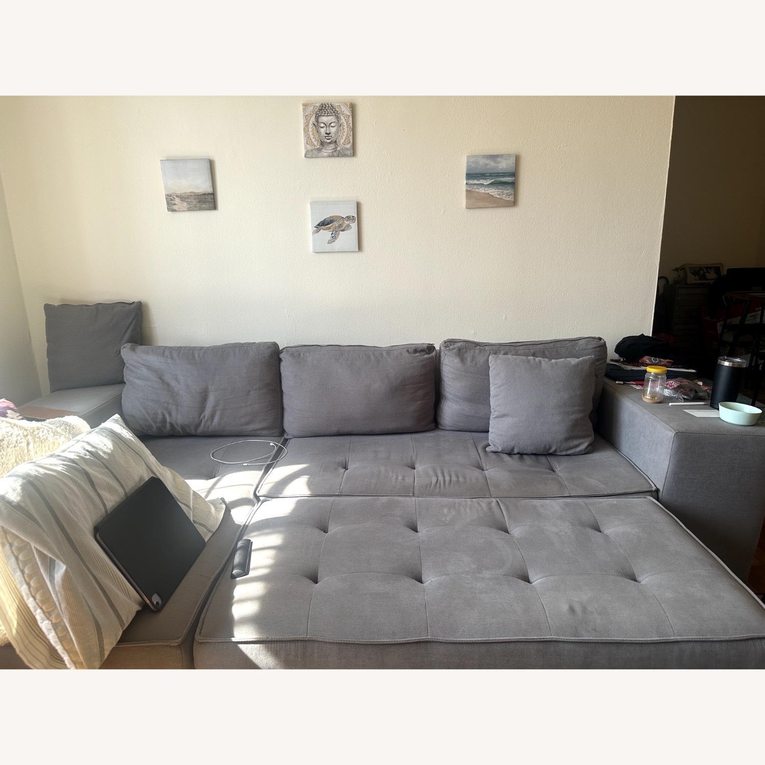 Eafurn Convertible Sleeper Sectional Sofa - image-1