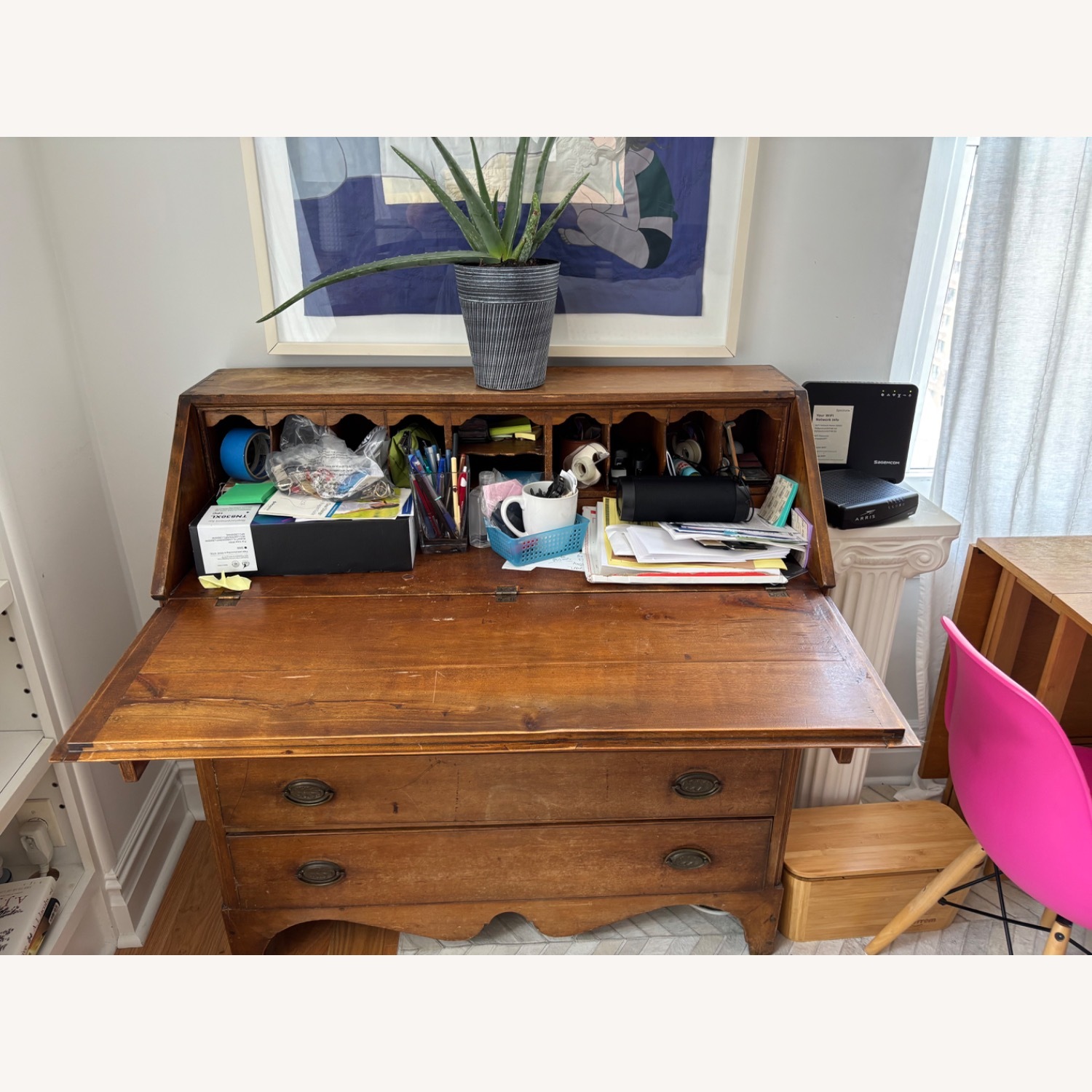 Antique Slant Front Secretary Desk - image-3