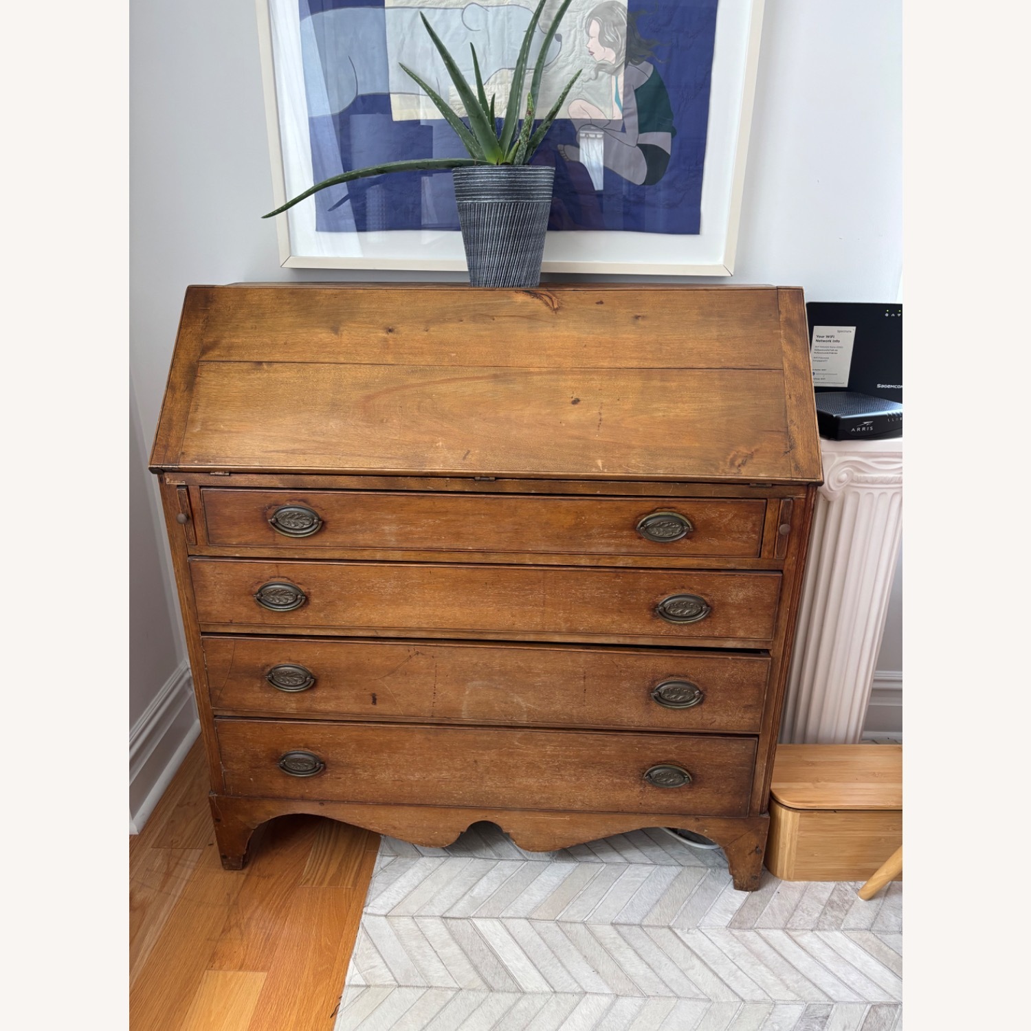 Antique Slant Front Secretary Desk - image-1