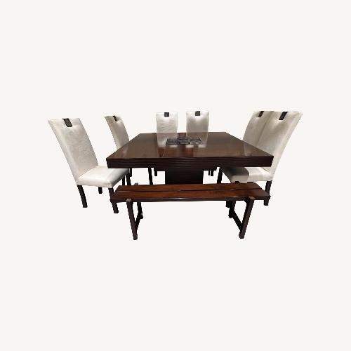 Used Square Solid Wood Dining Table Set for sale on AptDeco