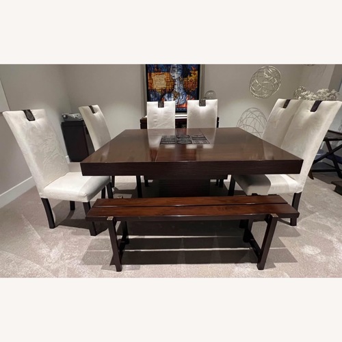 Used Square Solid Wood Dining Table Set for sale on AptDeco