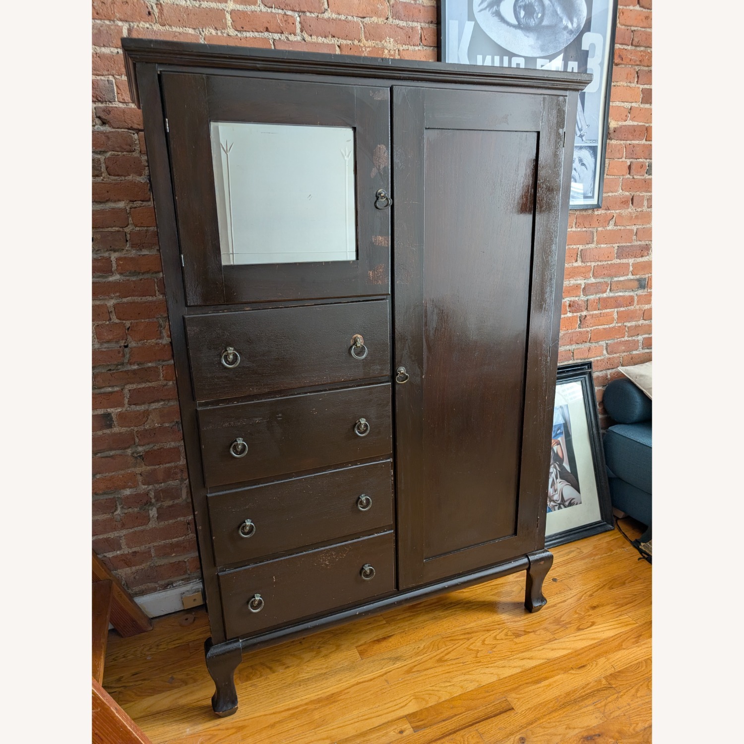 Vintage Solid Wood Armoire - image-1