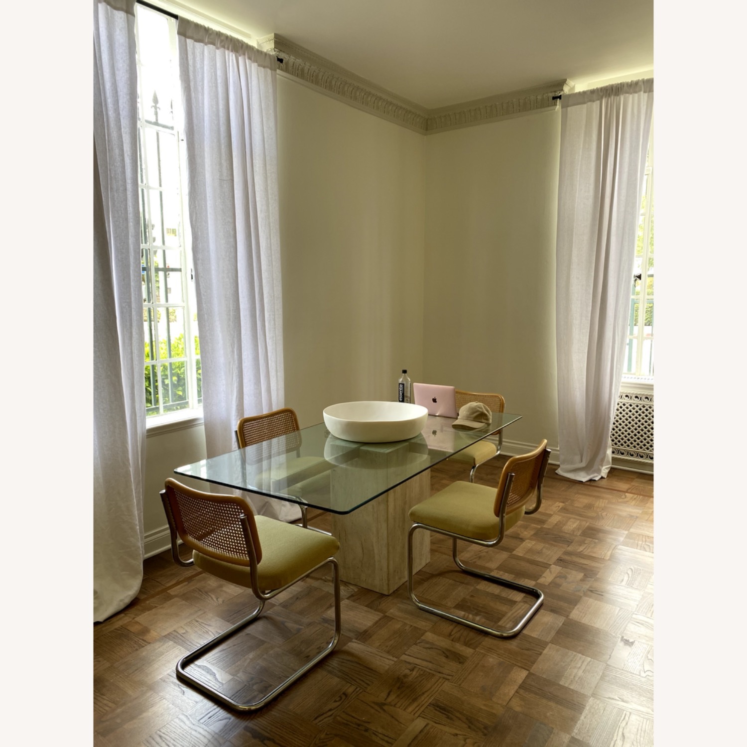 Vintage Travertine & Glass Dining Table  - image-2