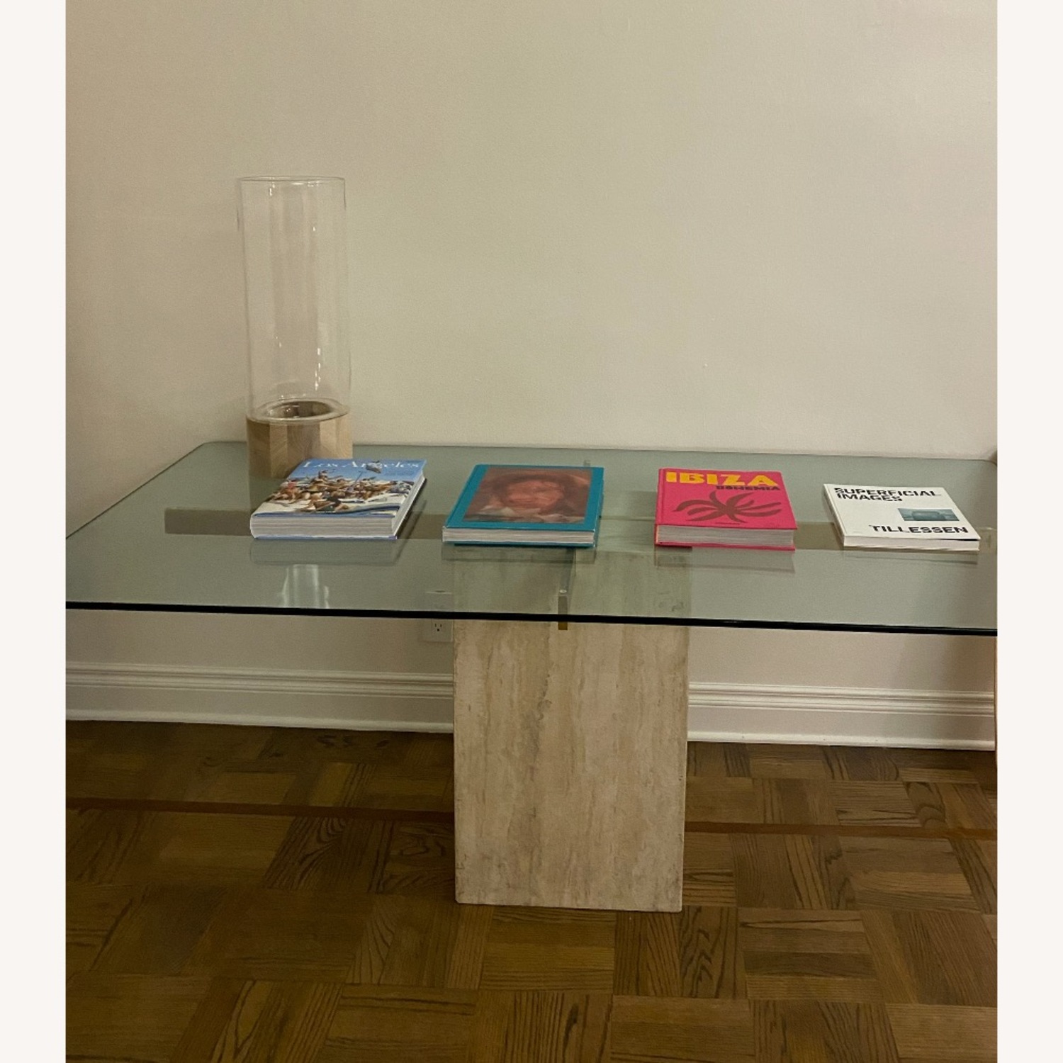 Vintage Travertine & Glass Dining Table  - image-3