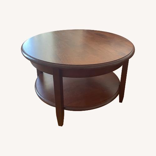Used Ergotron Walnut Wood Coffee Table for sale on AptDeco