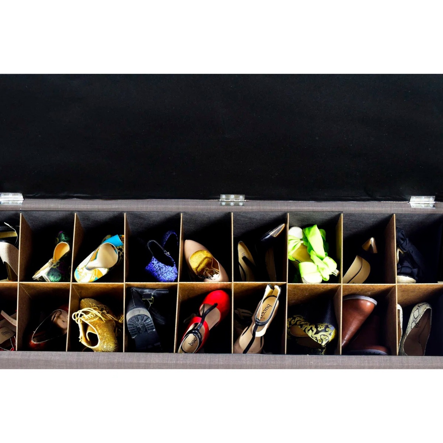 Upholstered Shoe Storage Bench – 18 Compartments - image-11