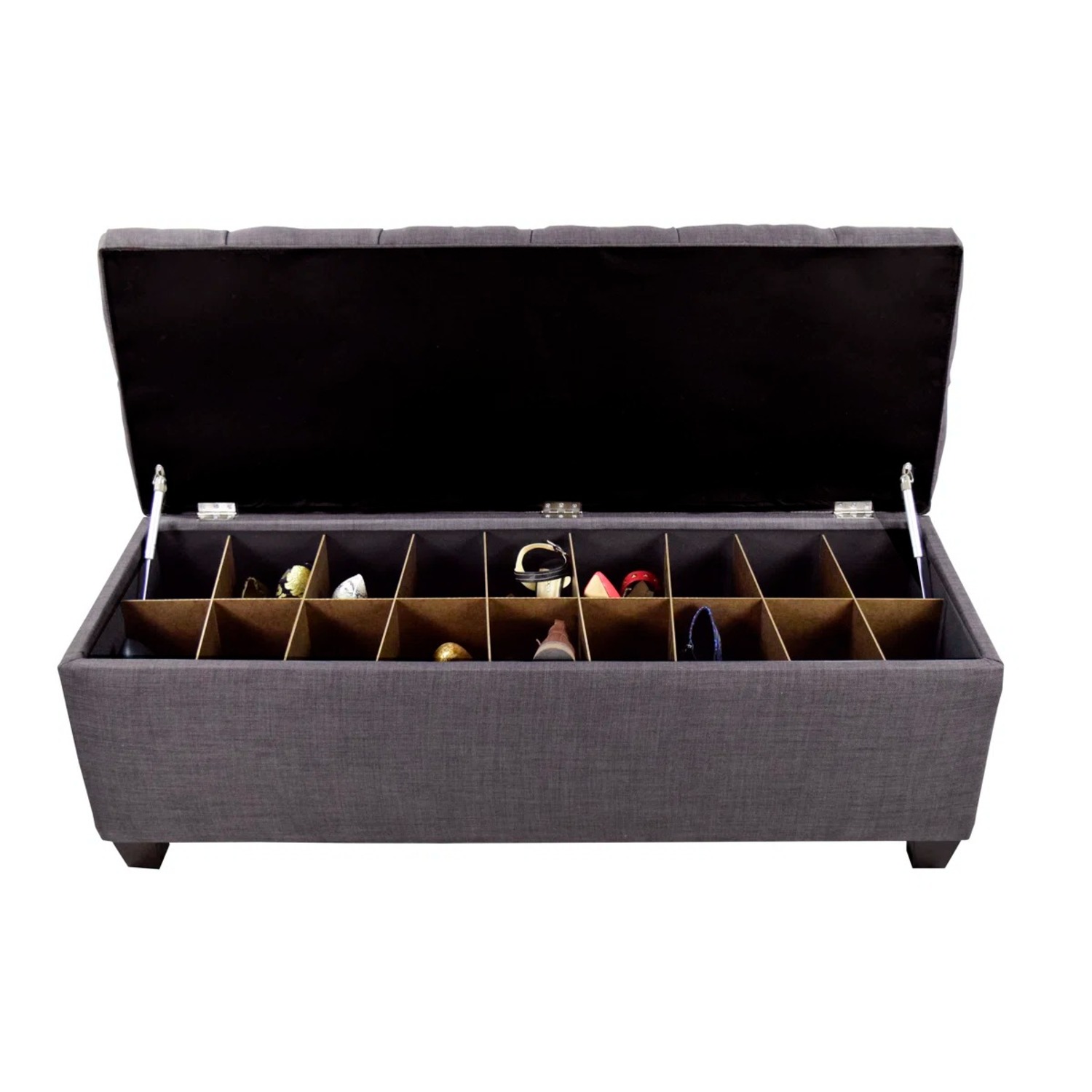 Upholstered Shoe Storage Bench – 18 Compartments - image-7