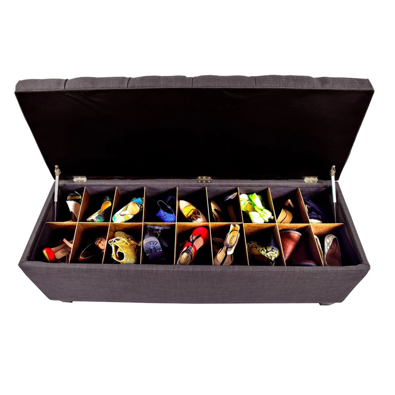 Upholstered Shoe Storage Bench – 18 Compartments - image-15