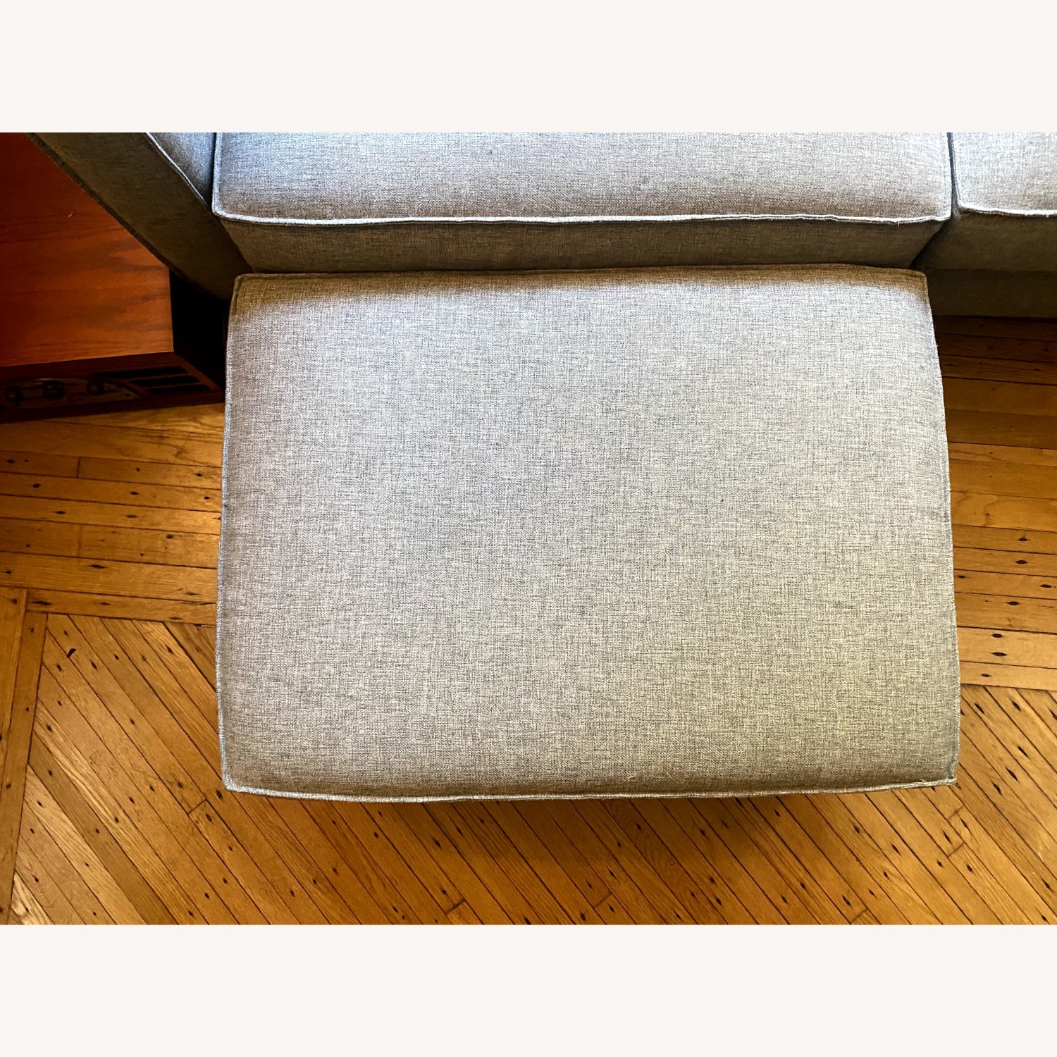 CB2 Gray Club Sofa with Ottoman - image-3