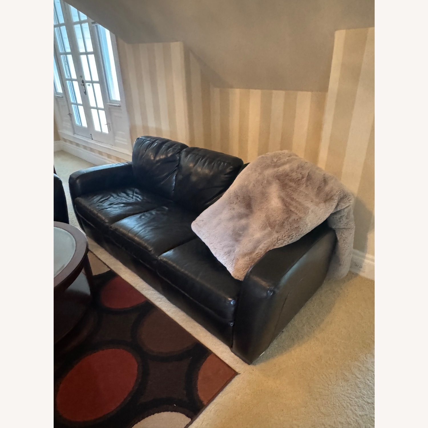 20th Century Italian Leather Black Natuzzi Couch - image-2