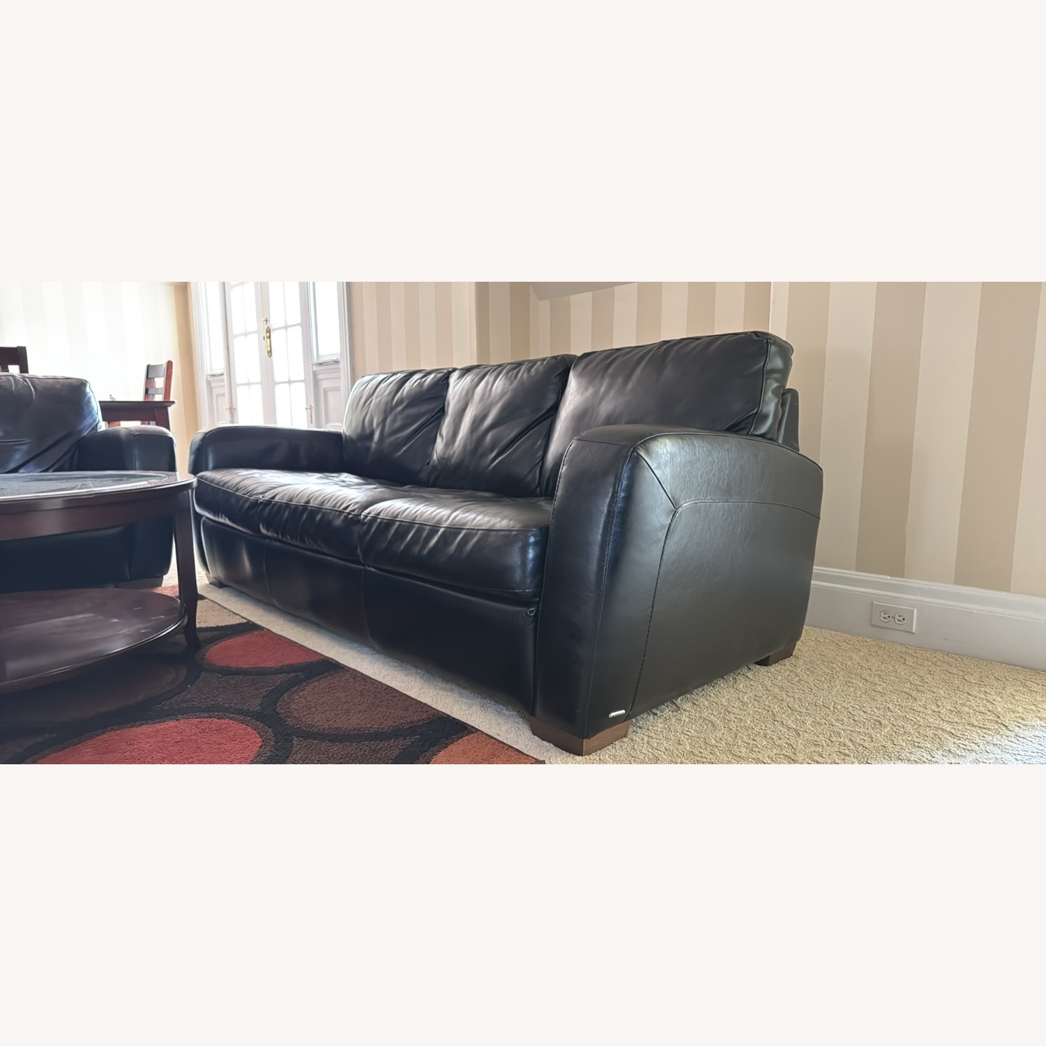 20th Century Italian Leather Black Natuzzi Couch - image-1