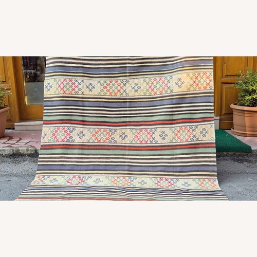 Used Vintage Turkish Modern Rustic Rug in Butter Yellow for sale on AptDeco