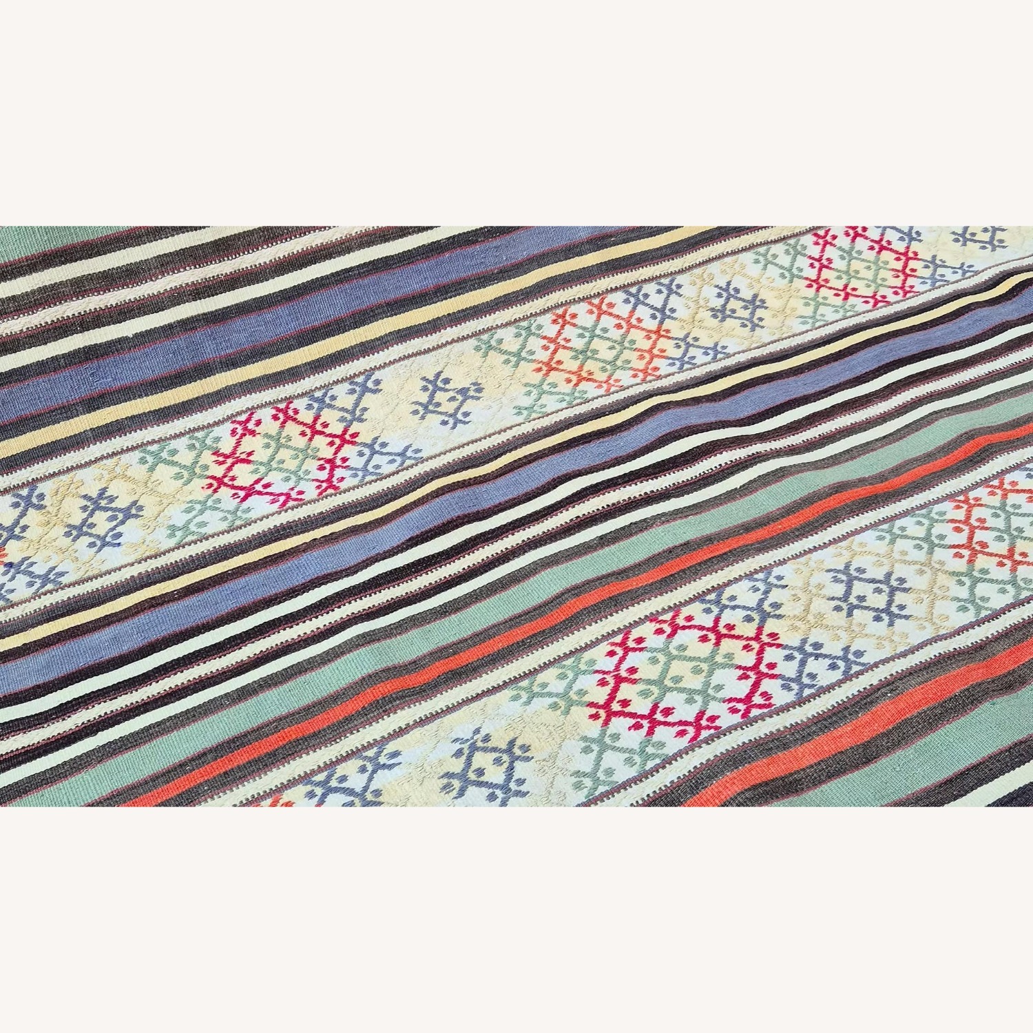 Vintage Turkish Modern Rustic Rug in Butter Yellow - image-6