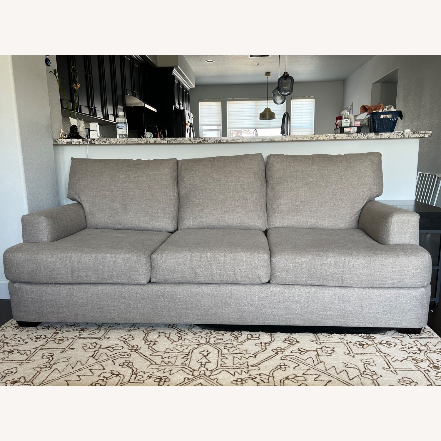 90” Upholstered 3 Seater Sofa With 4 Toss Pillows - image-5