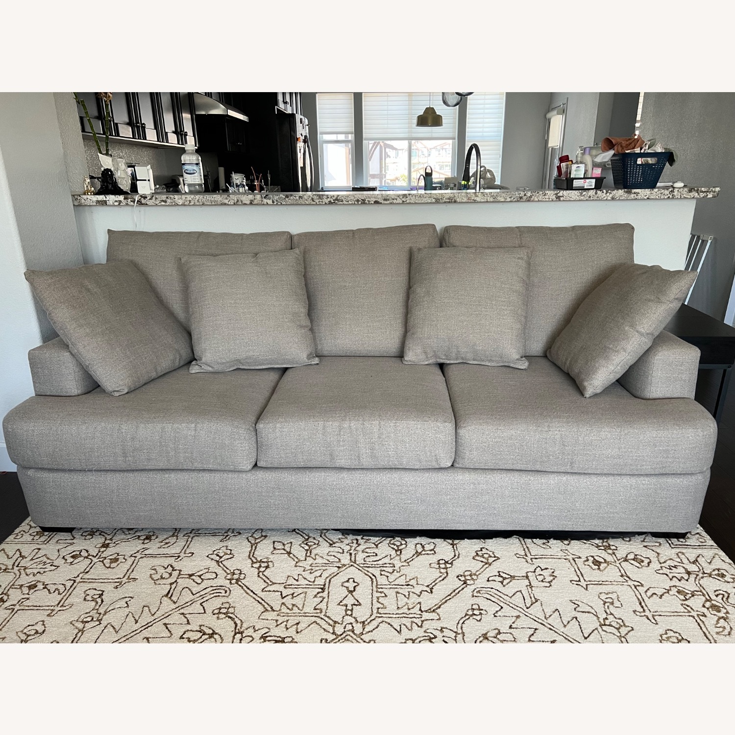 90” Upholstered 3 Seater Sofa With 4 Toss Pillows - image-1