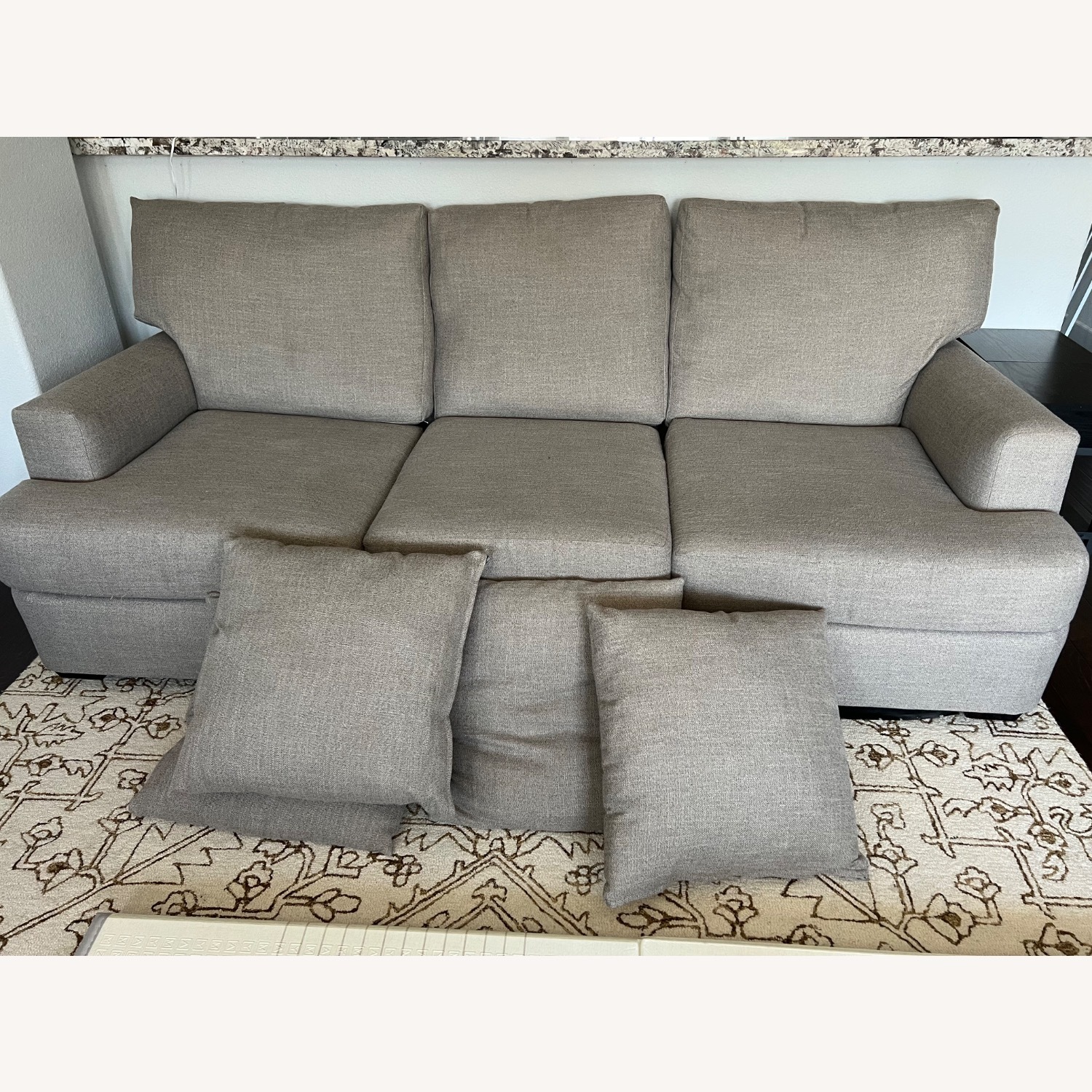90” Upholstered 3 Seater Sofa With 4 Toss Pillows - image-6