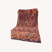 Handwoven Rug Semi-Antique Cecim Kilim In Crimson