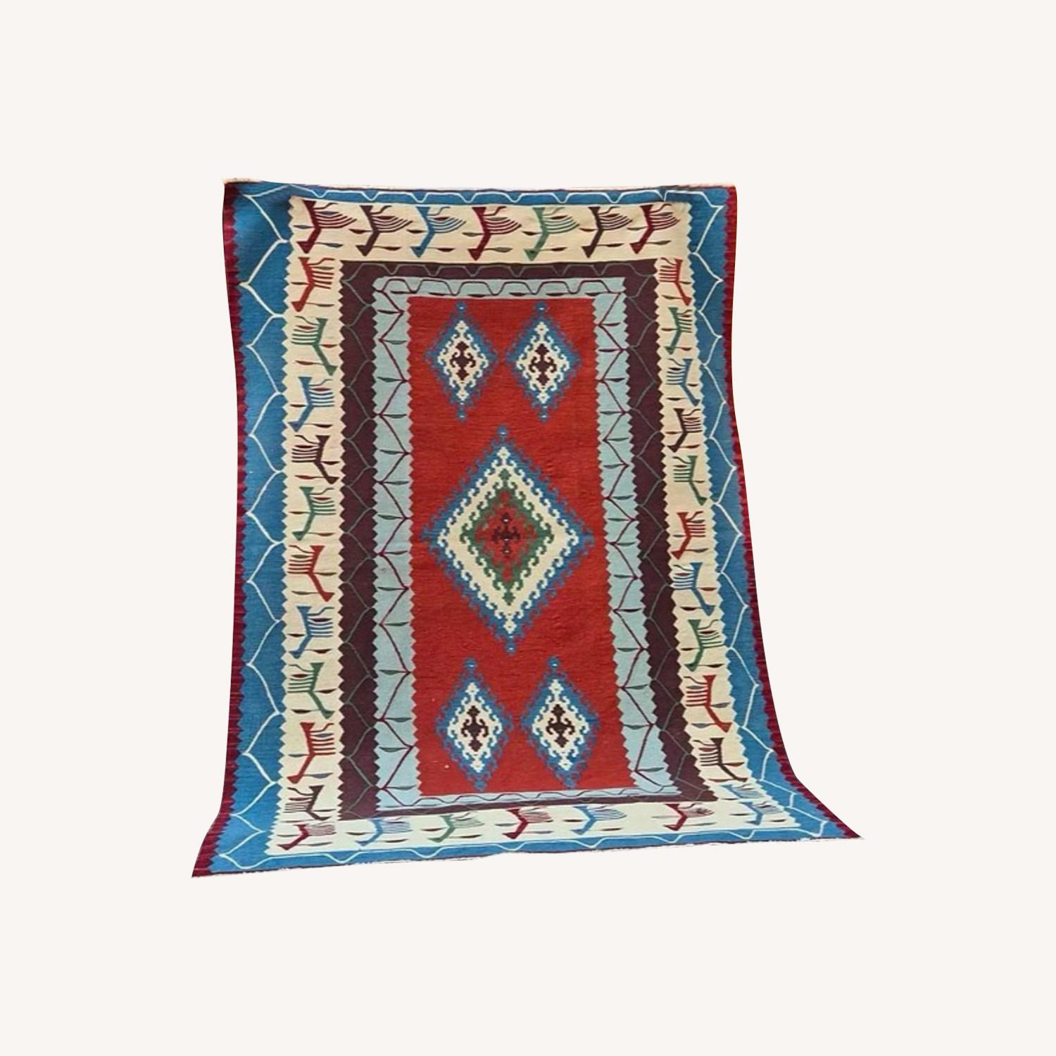 Oushak Flat-Weave Accent Rug Traditional Motfis - image-0